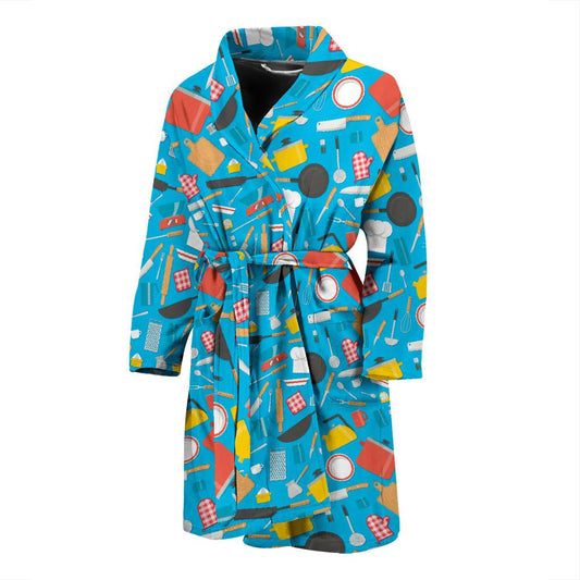 Cooking Kitchen Tools Pattern Print Design 03 Men Bathrobe-JORJUNE.COM