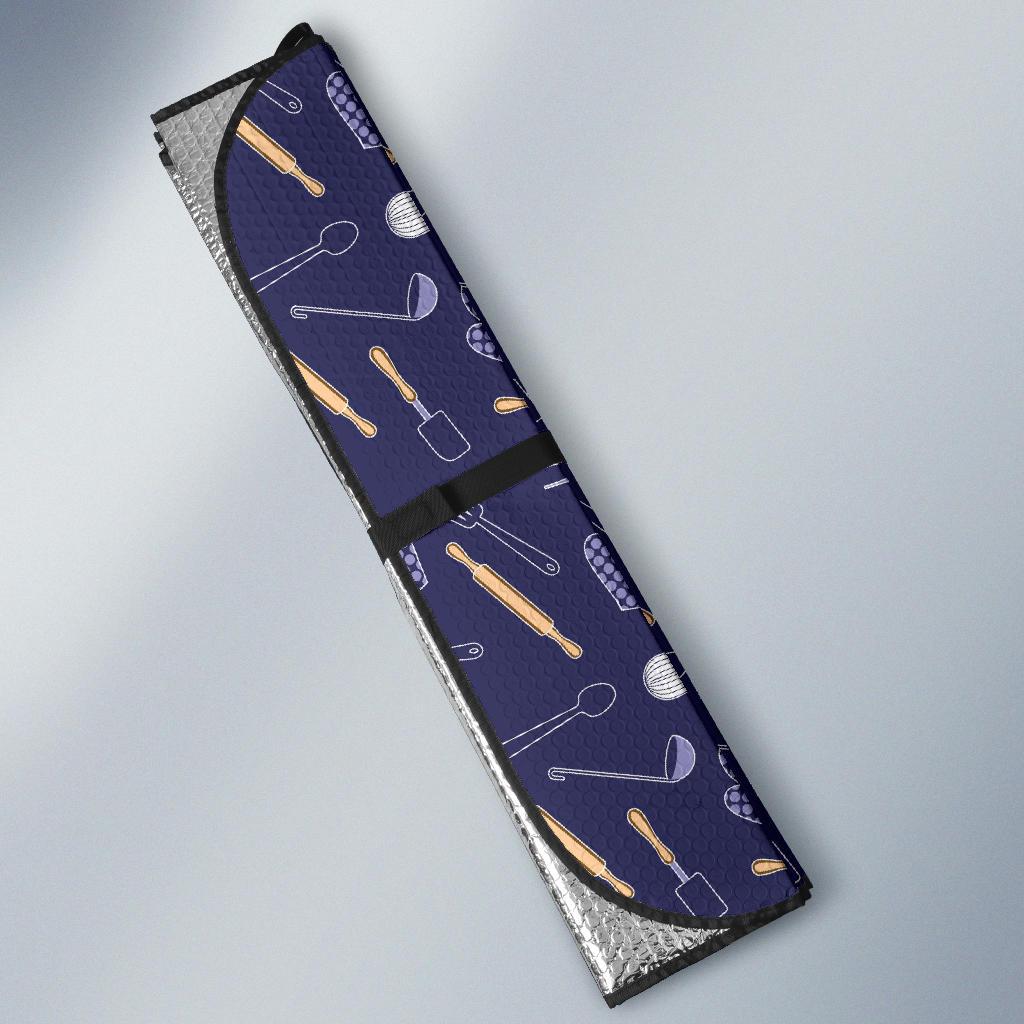 Cooking Kitchen Tools Pattern Print Design 04 Car Sun Shade-JORJUNE.COM