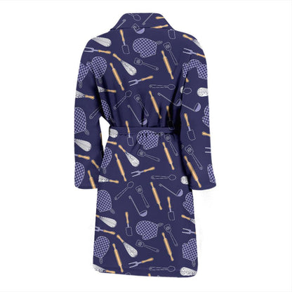 Cooking Kitchen Tools Pattern Print Design 04 Men Bathrobe-JORJUNE.COM