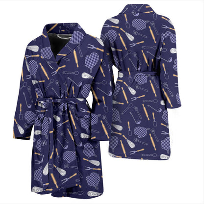 Cooking Kitchen Tools Pattern Print Design 04 Men Bathrobe-JORJUNE.COM