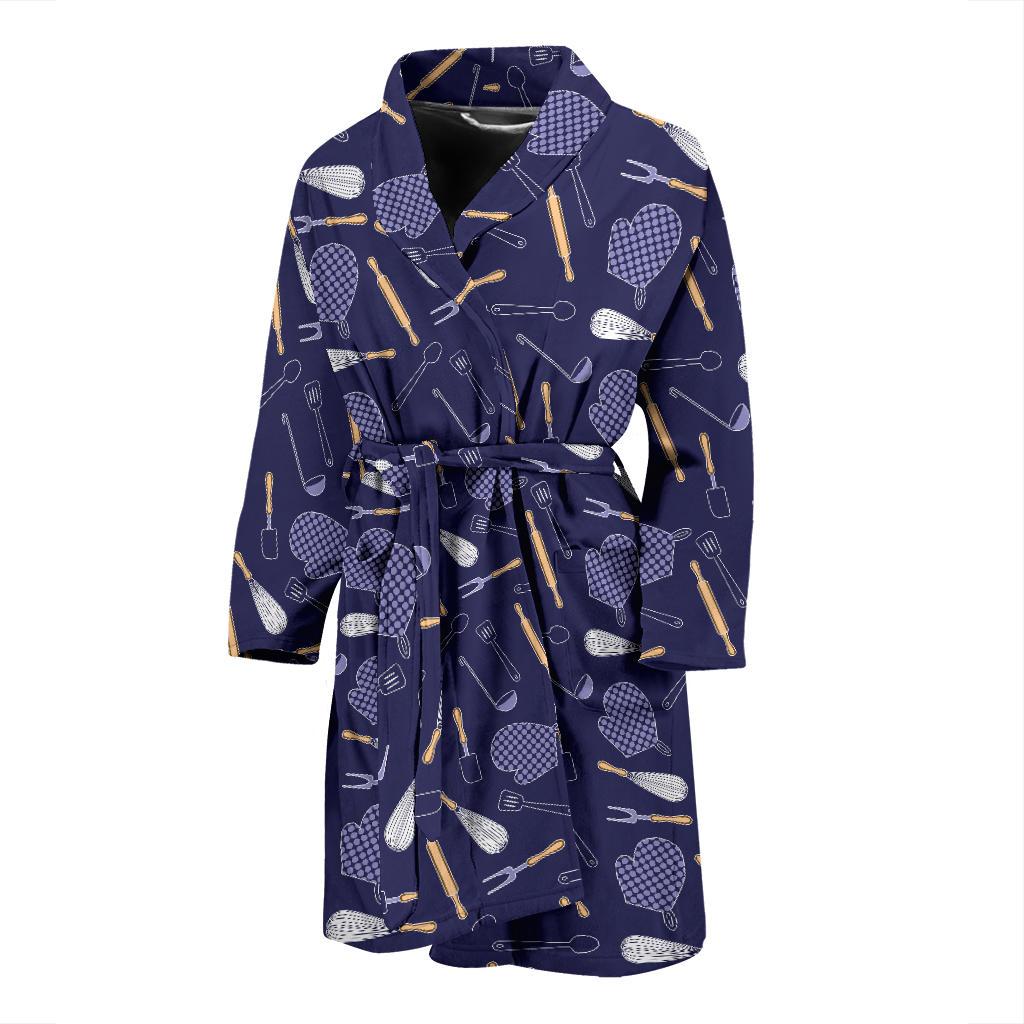 Cooking Kitchen Tools Pattern Print Design 04 Men Bathrobe-JORJUNE.COM