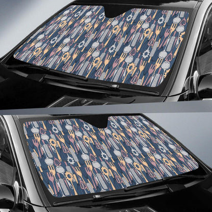 Cooking Kitchen Tools Pattern Print Design 05 Car Sun Shade-JORJUNE.COM