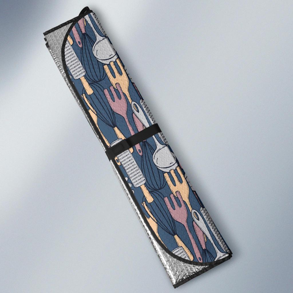 Cooking Kitchen Tools Pattern Print Design 05 Car Sun Shade-JORJUNE.COM