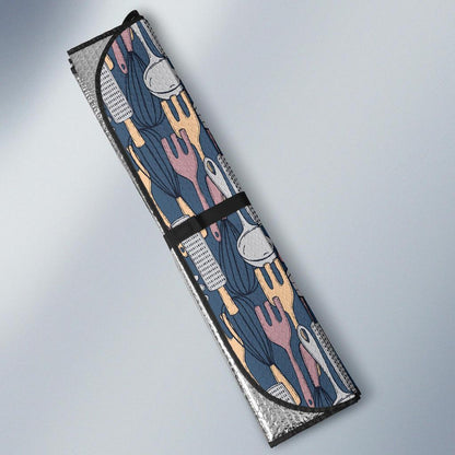 Cooking Kitchen Tools Pattern Print Design 05 Car Sun Shade-JORJUNE.COM