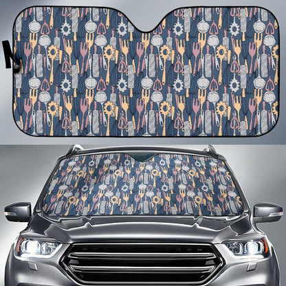 Cooking Kitchen Tools Pattern Print Design 05 Car Sun Shade-JORJUNE.COM