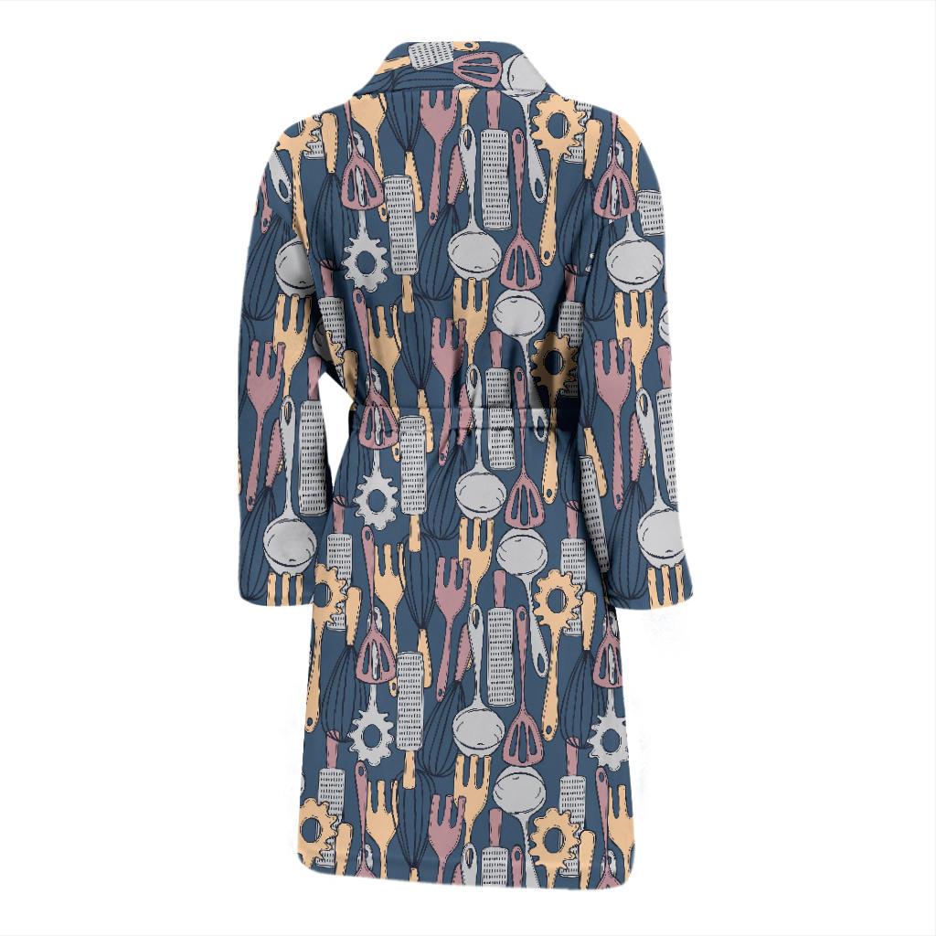 Cooking Kitchen Tools Pattern Print Design 05 Men Bathrobe-JORJUNE.COM