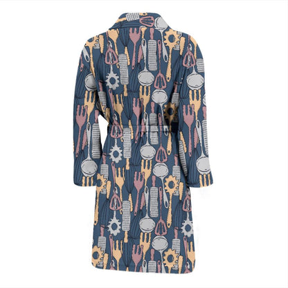 Cooking Kitchen Tools Pattern Print Design 05 Men Bathrobe-JORJUNE.COM