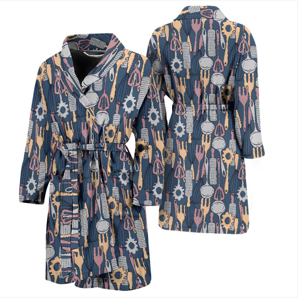 Cooking Kitchen Tools Pattern Print Design 05 Men Bathrobe-JORJUNE.COM