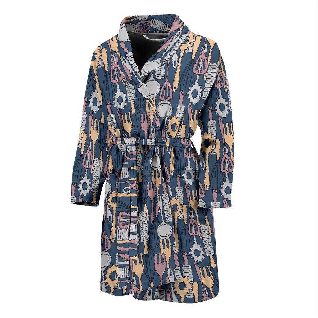 Cooking Kitchen Tools Pattern Print Design 05 Men Bathrobe-JORJUNE.COM