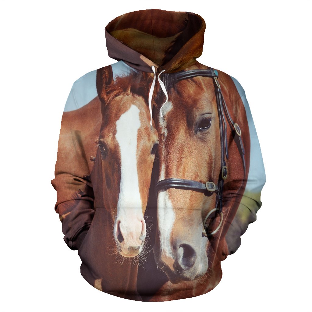 Couple Brown Horses Pullover Hoodie