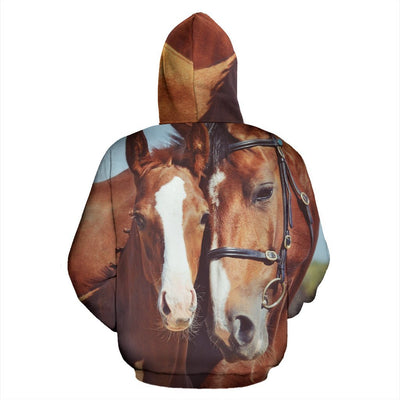 Couple Brown Horses Women Men Zip Up Hoodie