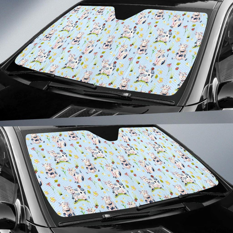 Cow Happy Pattern Print Design 05 Car Sun Shade-JORJUNE.COM