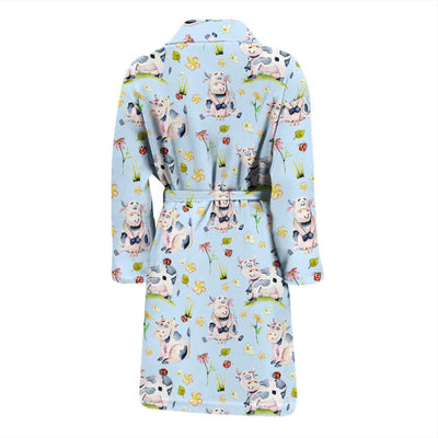 Cow Happy Pattern Print Design 05 Men Bathrobe-JORJUNE.COM