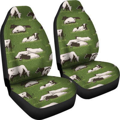 Cow on Grass Print Pattern Universal Fit Car Seat Covers