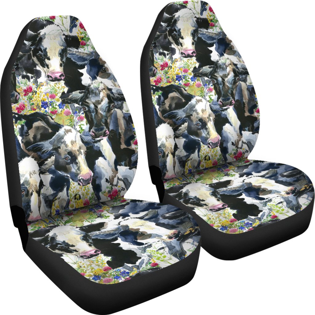Cow Watercolor Print Pattern Universal Fit Car Seat Covers