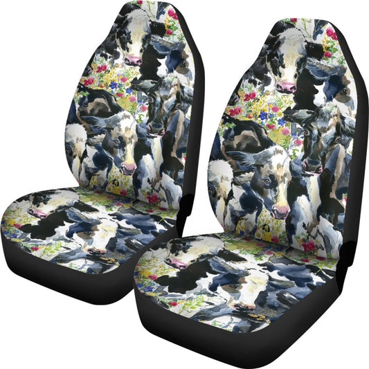 Cow Watercolor Print Pattern Universal Fit Car Seat Covers