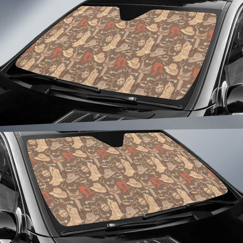 Cowboy Pattern Print Design 02 Car Sun Shade-JORJUNE.COM