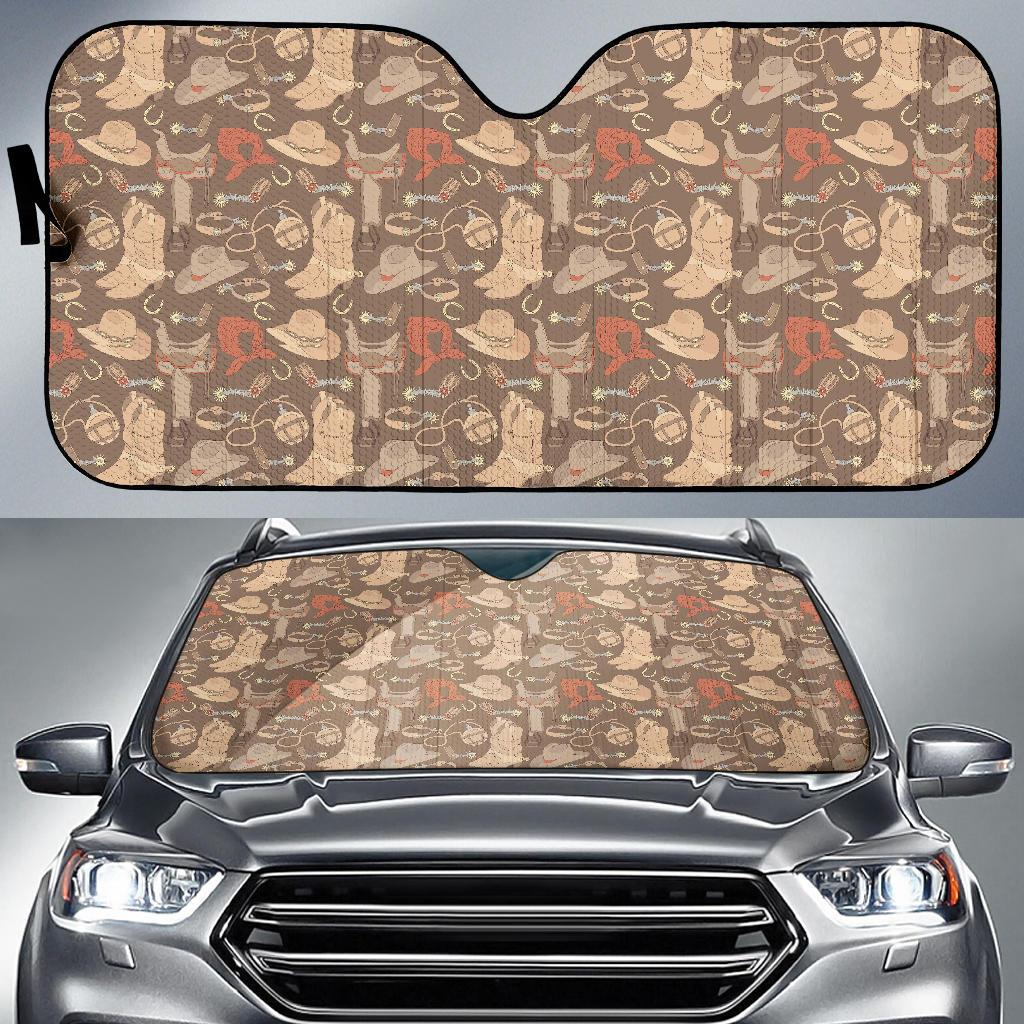 Cowboy Pattern Print Design 02 Car Sun Shade-JORJUNE.COM