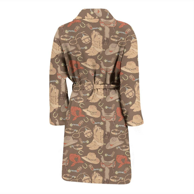 Cowboy Pattern Print Design 02 Men Bathrobe-JORJUNE.COM