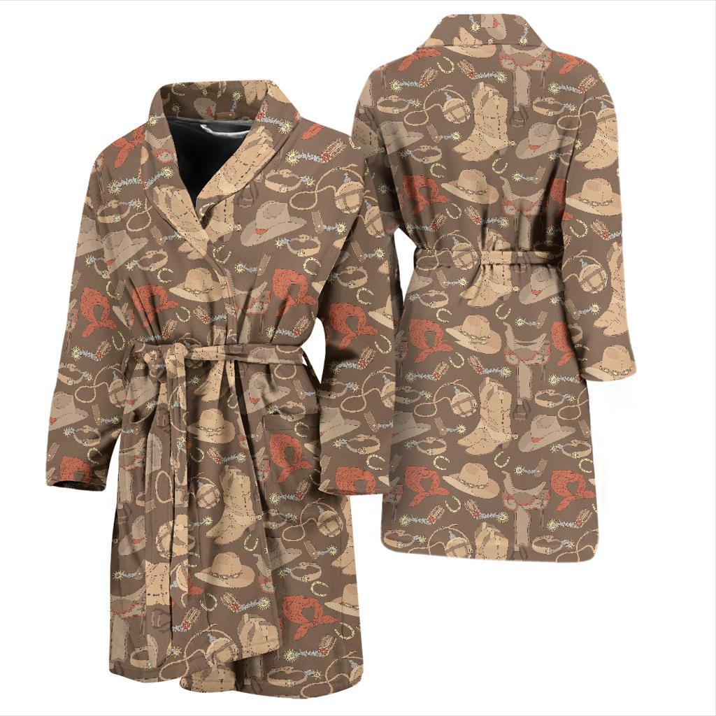 Cowboy Pattern Print Design 02 Men Bathrobe-JORJUNE.COM