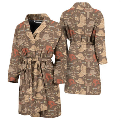 Cowboy Pattern Print Design 02 Men Bathrobe-JORJUNE.COM