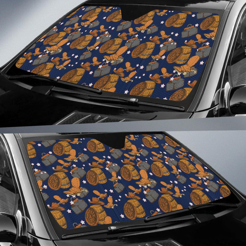 Cowboy Pattern Print Design 03 Car Sun Shade-JORJUNE.COM