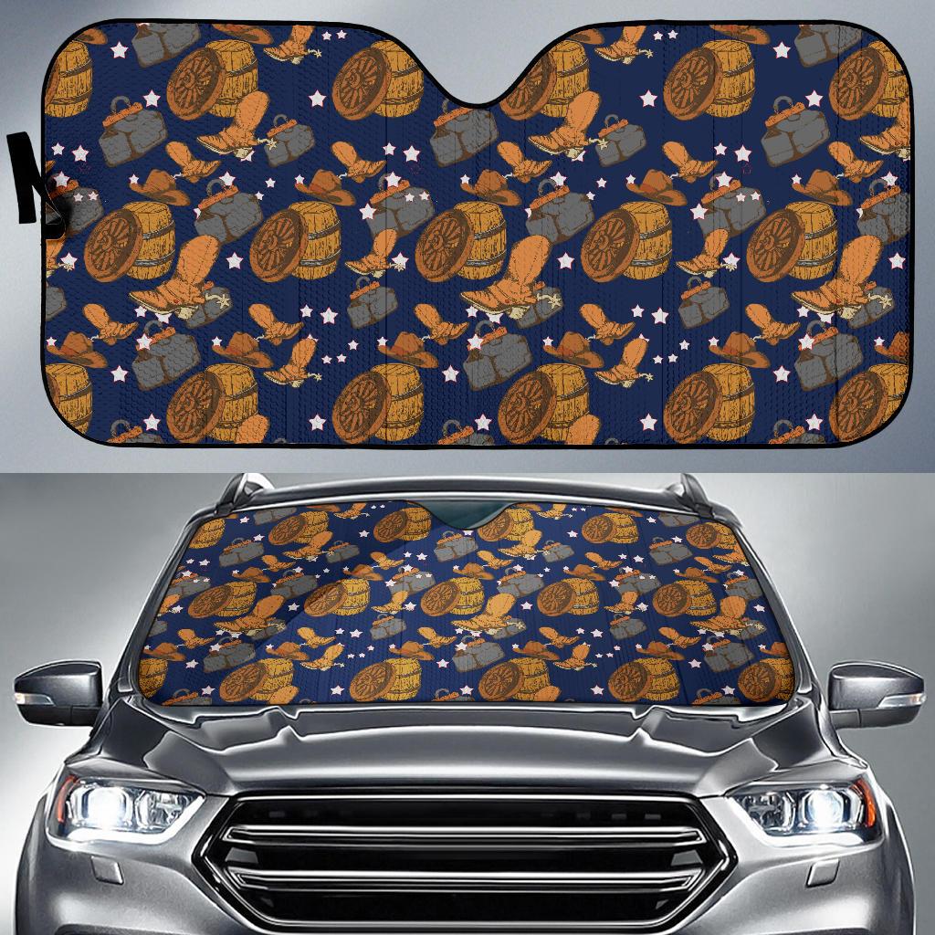 Cowboy Pattern Print Design 03 Car Sun Shade-JORJUNE.COM