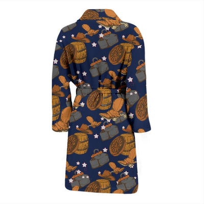 Cowboy Pattern Print Design 03 Men Bathrobe-JORJUNE.COM