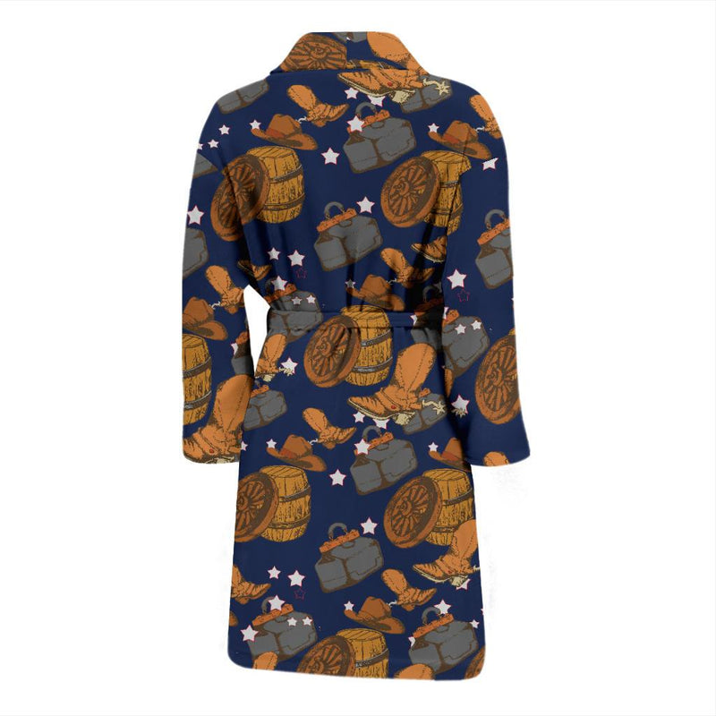 Cowboy Pattern Print Design 03 Men Bathrobe-JORJUNE.COM