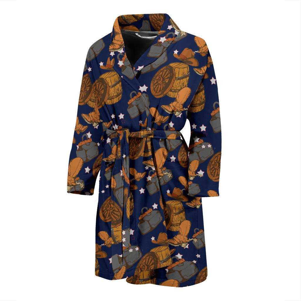 Cowboy Pattern Print Design 03 Men Bathrobe-JORJUNE.COM