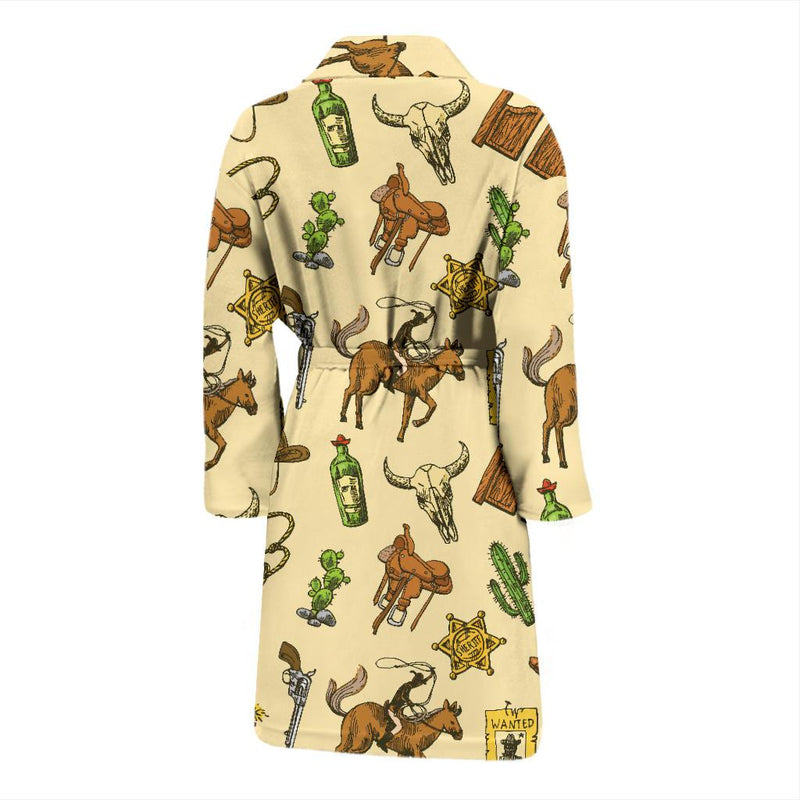 Cowboy Pattern Print Design 04 Men Bathrobe-JORJUNE.COM