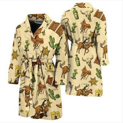 Cowboy Pattern Print Design 04 Men Bathrobe-JORJUNE.COM