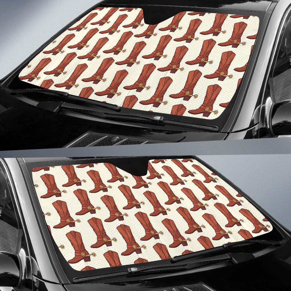 Cowboy Pattern Print Design 06 Car Sun Shade-JORJUNE.COM