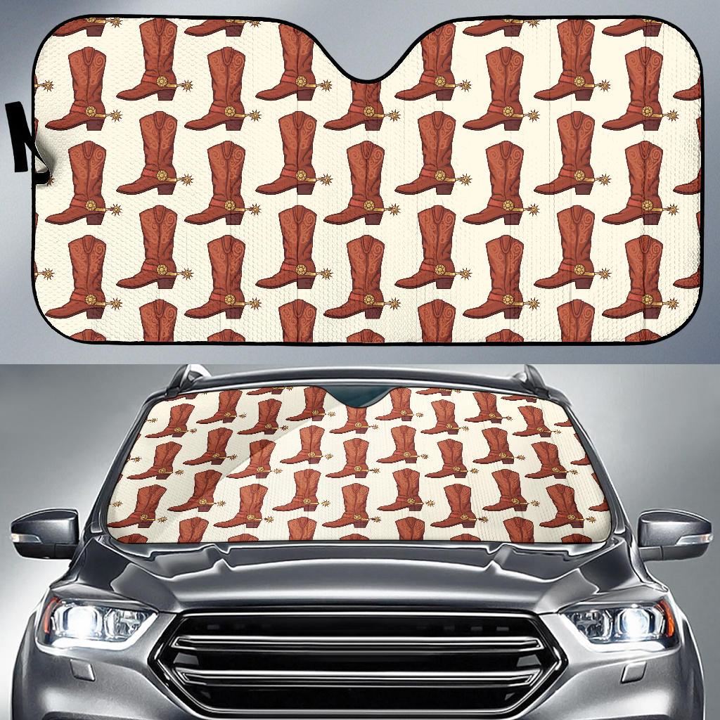 Cowboy Pattern Print Design 06 Car Sun Shade-JORJUNE.COM