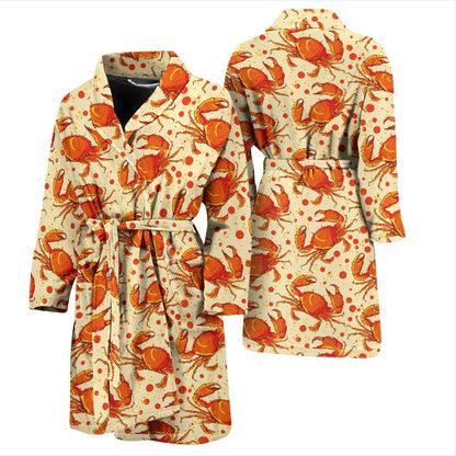 Crab Pattern Print Design 01 Men Bathrobe-JORJUNE.COM