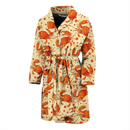 Crab Pattern Print Design 01 Men Bathrobe-JORJUNE.COM