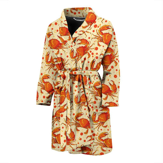Crab Pattern Print Design 01 Men Bathrobe-JORJUNE.COM
