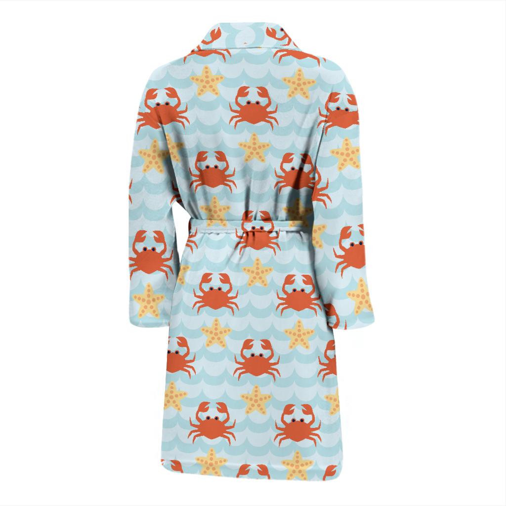 Crab Pattern Print Design 03 Men Bathrobe-JORJUNE.COM