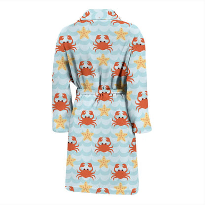 Crab Pattern Print Design 03 Men Bathrobe-JORJUNE.COM