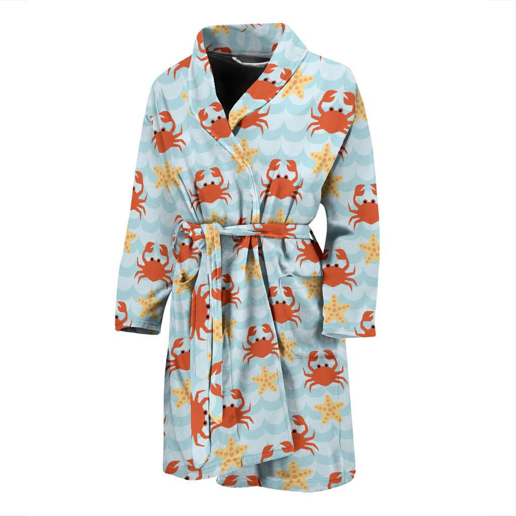 Crab Pattern Print Design 03 Men Bathrobe-JORJUNE.COM