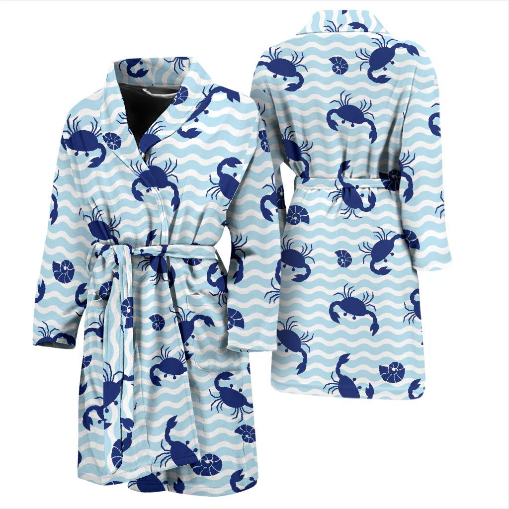 Crab Pattern Print Design 04 Men Bathrobe-JORJUNE.COM