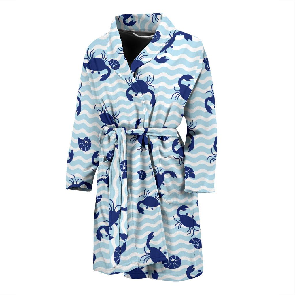 Crab Pattern Print Design 04 Men Bathrobe-JORJUNE.COM