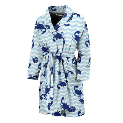 Crab Pattern Print Design 04 Men Bathrobe-JORJUNE.COM