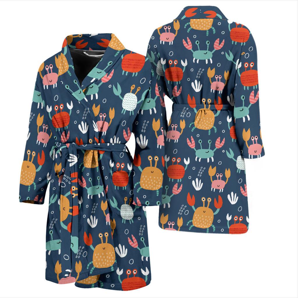 Crab Pattern Print Design 05 Men Bathrobe-JORJUNE.COM