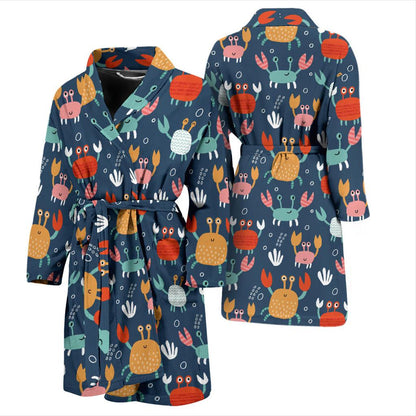 Crab Pattern Print Design 05 Men Bathrobe-JORJUNE.COM
