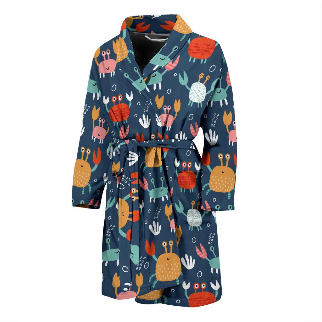 Crab Pattern Print Design 05 Men Bathrobe-JORJUNE.COM