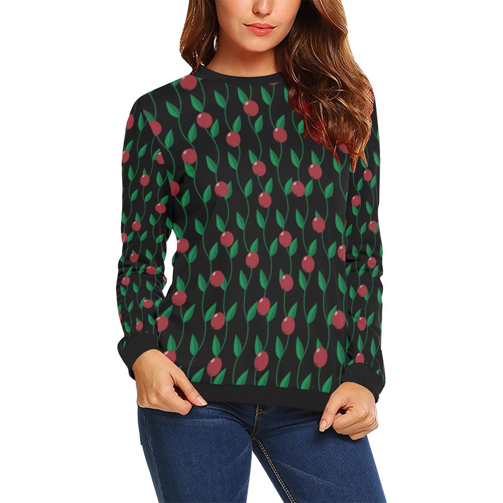 Cranberry Pattern Print Design CB01 Women Long Sleeve Sweatshirt-JorJune