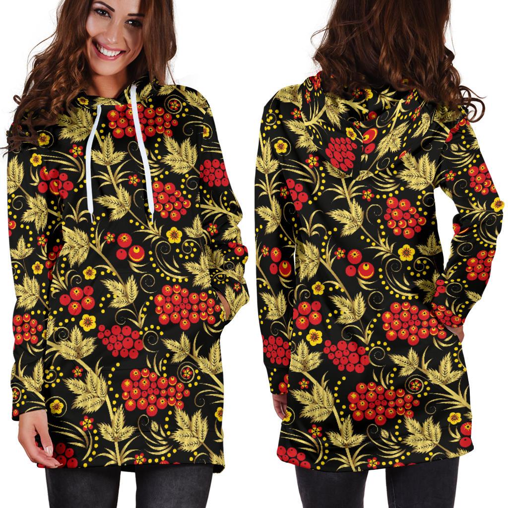 Cranberry Pattern Print Design CB02 Women Hoodie Dress