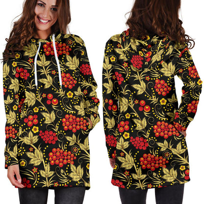 Cranberry Pattern Print Design CB02 Women Hoodie Dress