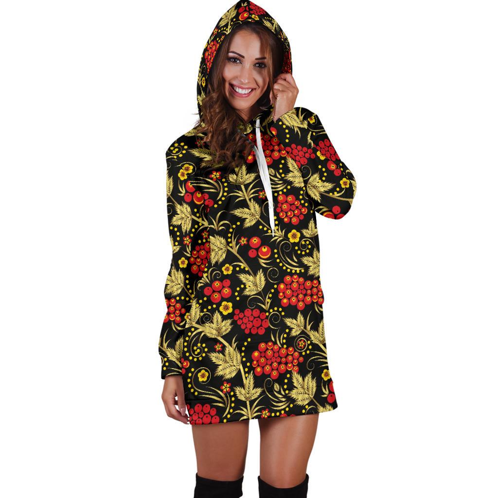 Cranberry Pattern Print Design CB02 Women Hoodie Dress